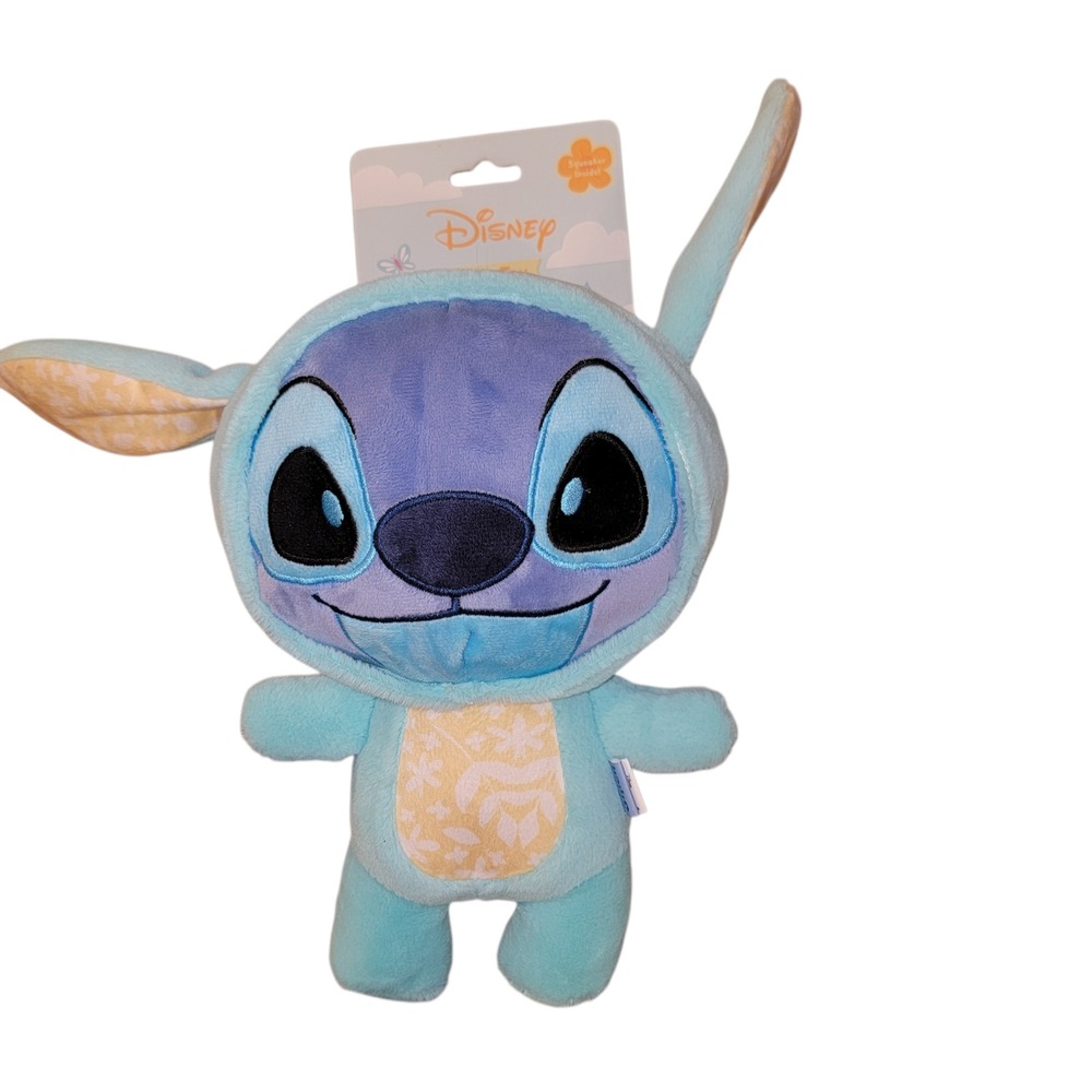 Disney Lilo & Stitch Plush Squeaker‎ Dog Toy Blue Floral12" NEW